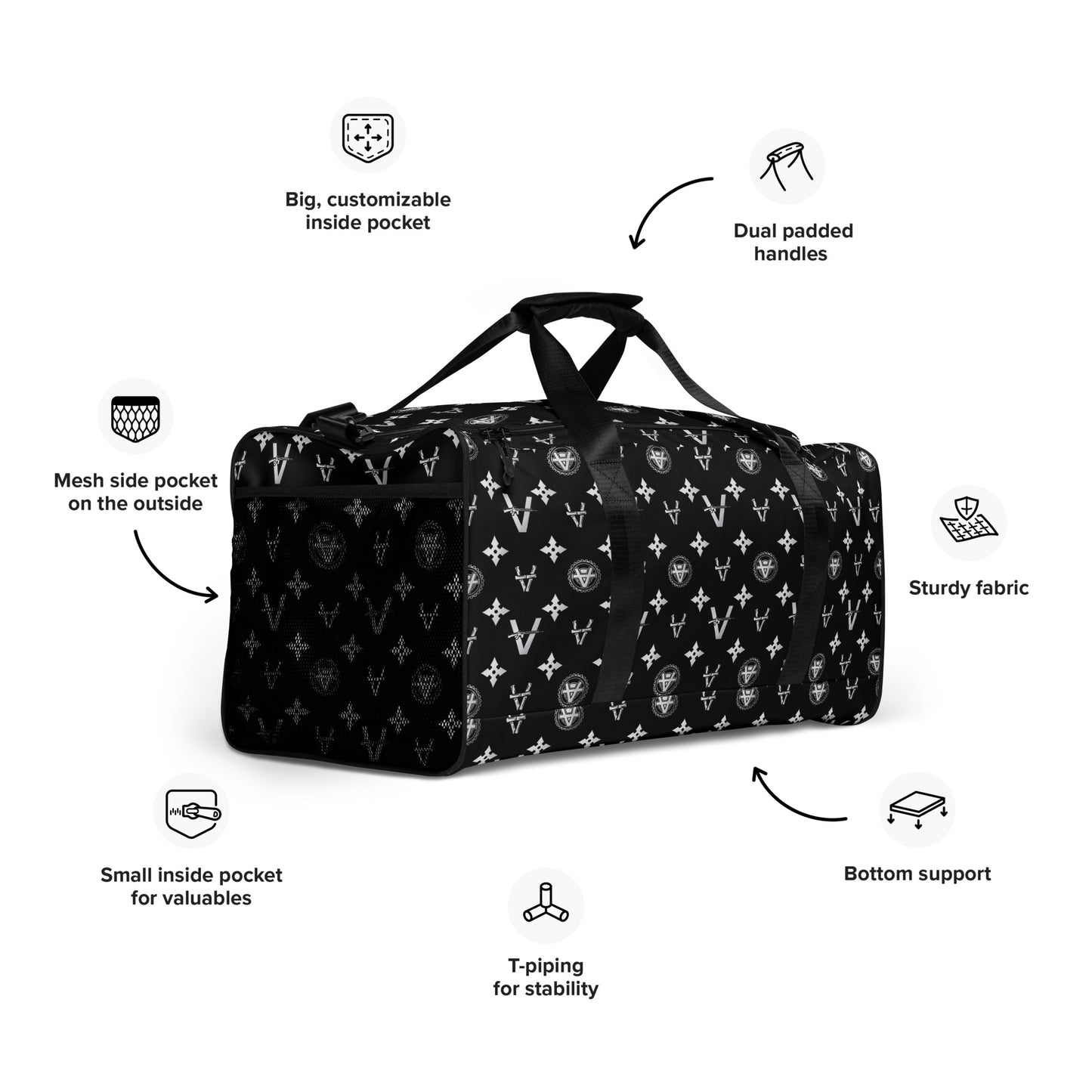 Vandals Silver and Black Duffle bag by Sergio Giorgini